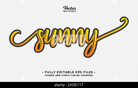 sunny minimalist text effect editable eps cc Stock Vector