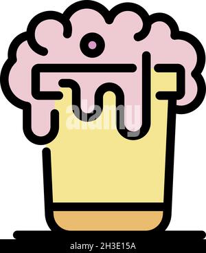 Cleaning bucket icon. Outline cleaning bucket vector icon color flat isolated Stock Vector