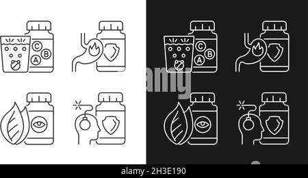 Food supplements linear icons set for dark and light mode Stock Vector