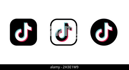 TikTok logo icon isolated on white background. Editorial image. Vinnitsia, Ukraine. Fabruary 01, 2021 Stock Vector