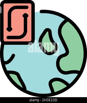 Globe and reload sign icon. Outline globe and reload sign vector icon color flat isolated Stock Vector