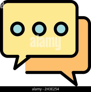 Two chat bubbles icon. Outline two chat bubbles vector icon color flat isolated Stock Vector