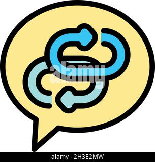 Link in a chat bubble icon. Outline link in a chat bubble vector icon color flat isolated Stock Vector