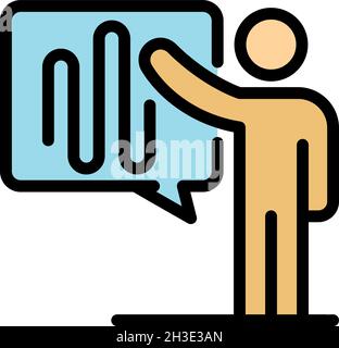 Man and sound wave in bubble icon. Outline man and sound wave in bubble vector icon color flat isolated Stock Vector