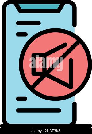 Sound off on smartphone icon. Outline sound off on smartphone vector icon color flat isolated Stock Vector
