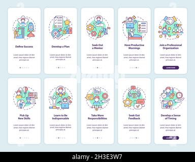 Career advancement onboarding mobile app page screen set Stock Vector
