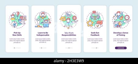 Career advancement process onboarding mobile app page screen Stock Vector