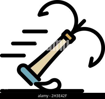 Climbing triple hook icon. Outline climbing triple hook vector icon color flat isolated Stock Vector