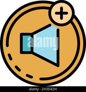 Volume up sign icon. Outline volume up sign vector icon color flat isolated Stock Vector