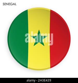 SENEGAL flag icon in modern neomorphism style. Button for mobile application or web. Vector on white background Stock Vector
