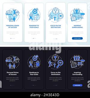 Happiness mind component light, dark onboarding mobile app page screen Stock Vector