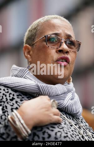 Mina Smallman, the mother of Nicole Smallman and Bibaa Henry, speaks to the media outside the Old Bailey in London following sentencing of Danyal Hussein to life in prison with a minimum term of 35 years for the killing of sisters Nicole Smallman and Bibaa Henry. Picture date: Thursday October 28, 2021. Stock Photo