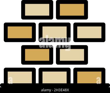Brickwork icon. Outline brickwork vector icon color flat isolated Stock Vector
