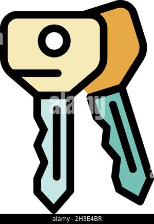 Two keys icon. Outline two keys vector icon color flat isolated Stock Vector