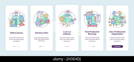 Career advancement steps onboarding mobile app page screen Stock Vector