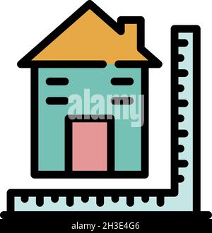 Construction measurements icon. Outline construction measurements vector icon color flat isolated Stock Vector