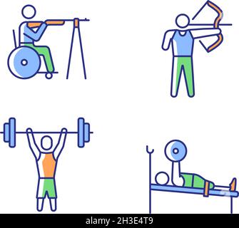 Single adaptive contests RGB color icons set Stock Vector