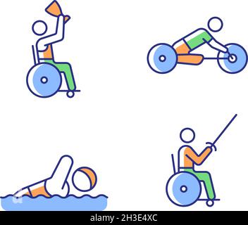 Adaptive contests RGB color icons set Stock Vector