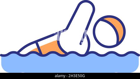Swimming RGB color icon Stock Vector