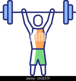Athlete of short stature RGB color icon Stock Vector