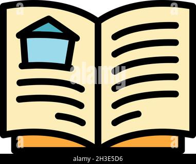 Home construction docs icon. Outline home construction docs vector icon color flat isolated Stock Vector