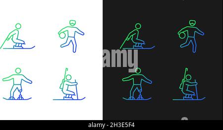 Winter season athletics gradient icons set for dark and light mode Stock Vector
