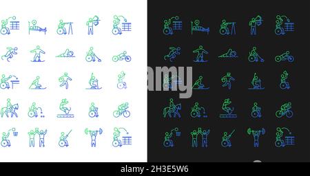 Sport competition gradient icons set for dark and light mode Stock Vector