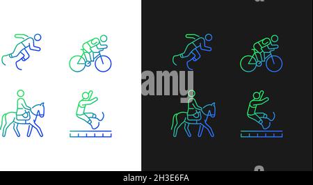 Adaptive sports gradient icons set for dark and light mode Stock Vector