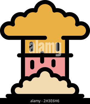 Nuclear explosion icon. Outline nuclear explosion vector icon color flat isolated Stock Vector