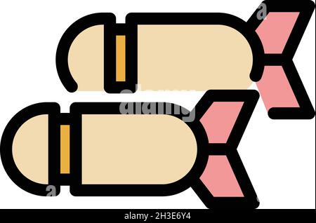 Bomb warheads in the air icon. Outline bomb warheads in the air vector icon color flat isolated Stock Vector