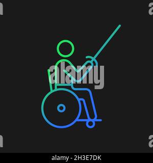Wheelchair fencing gradient vector icon for dark theme Stock Vector