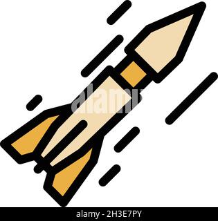 Short range ballistic missile icon. Outline short range ballistic missile vector icon color flat isolated Stock Vector