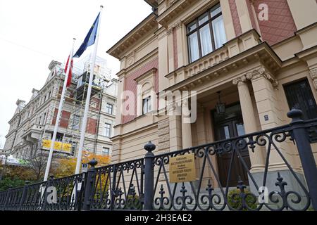 Embassy of Poland on Karlavägen, in Stockholm, Sweden. Stock Photo