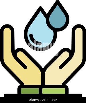 Holding two drops icon. Outline holding two drops vector icon color flat isolated Stock Vector