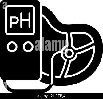 Food pH measurement black glyph icon Stock Vector