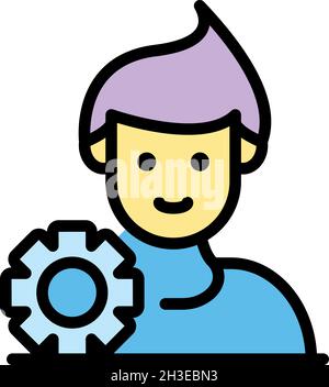 Man avatar estimator icon. Outline man avatar estimator vector icon color flat isolated Stock Vector