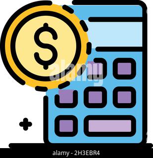 Estimator calculator icon. Outline estimator calculator vector icon color flat isolated Stock Vector