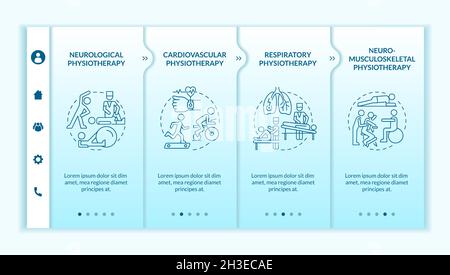 Physiotherapy types onboarding vector template Stock Vector