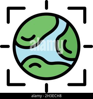 Eco target earth icon. Outline eco target earth vector icon color flat isolated Stock Vector