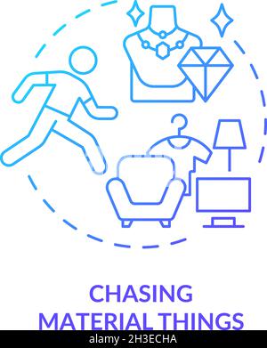 Chasing material things blue gradient concept icon Stock Vector