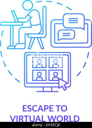 Escape to virtual world blue gradient concept icon Stock Vector