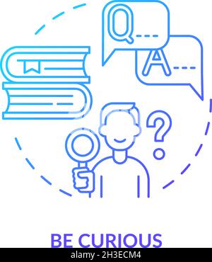 Be curious blue gradient concept icon Stock Vector