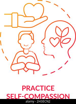 Practice self compassion red gradient concept icon Stock Vector