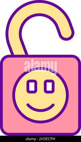 Unlocked positive emotion RGB color icon Stock Vector