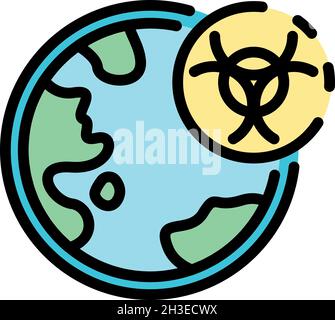 Biohazard planet affection icon. Outline biohazard planet affection vector icon color flat isolated Stock Vector