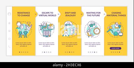 Barriers to happiness mindset onboarding vector template Stock Vector