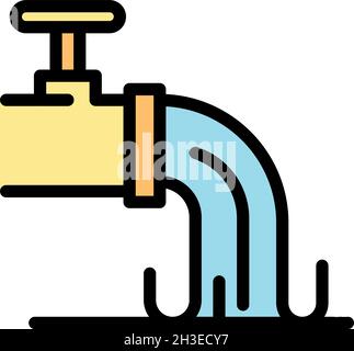 Biohazard water evacuation pipe icon. Outline biohazard water evacuation pipe vector icon color flat isolated Stock Vector
