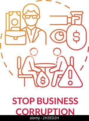 Stop business corruption red concept icon Stock Vector