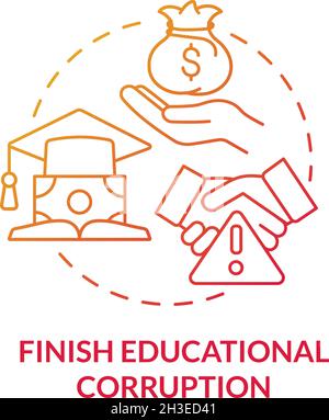 Fight educational corruption concept icon Stock Vector