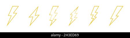 Flash icon set line style Stock Vector